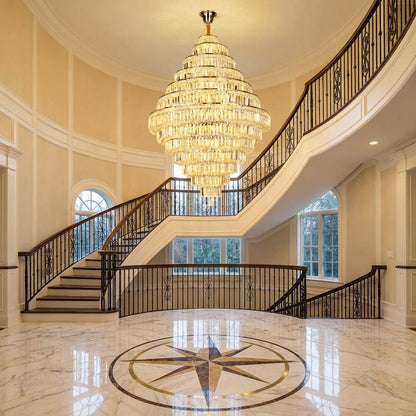 Morylighting Grand Lumina K9 Crystal Round Chandelier - grand American foyer with two-story ceiling