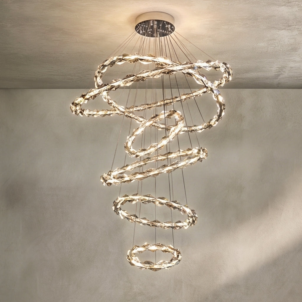 Morylighting Grand Tiered Crystal Ring Chandelier - Background Shot