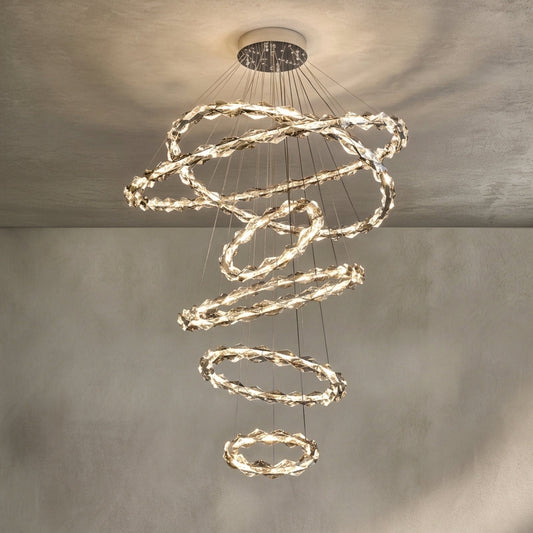 Morylighting Grand Tiered Crystal Ring Chandelier - Background Shot