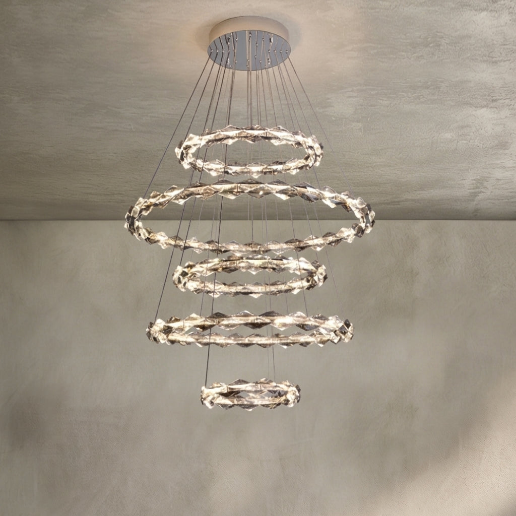 Morylighting Grand Tiered Crystal Ring Chandelier - Background Shot
