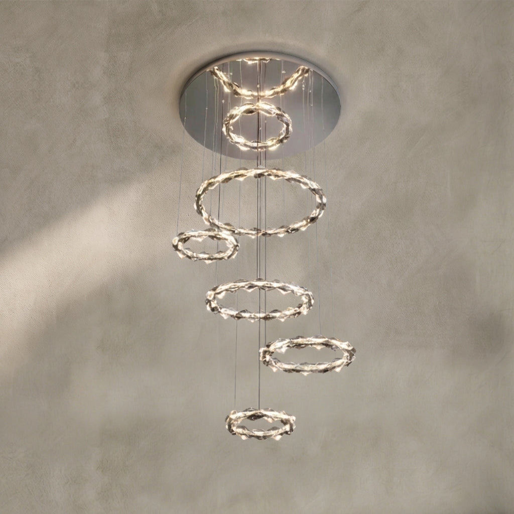 Morylighting Grand Tiered Crystal Ring Chandelier - Background Shot