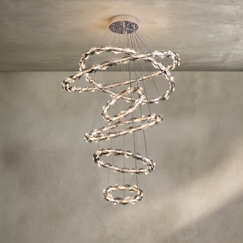 Morylighting Grand Tiered Crystal Ring Chandelier - Background Shot