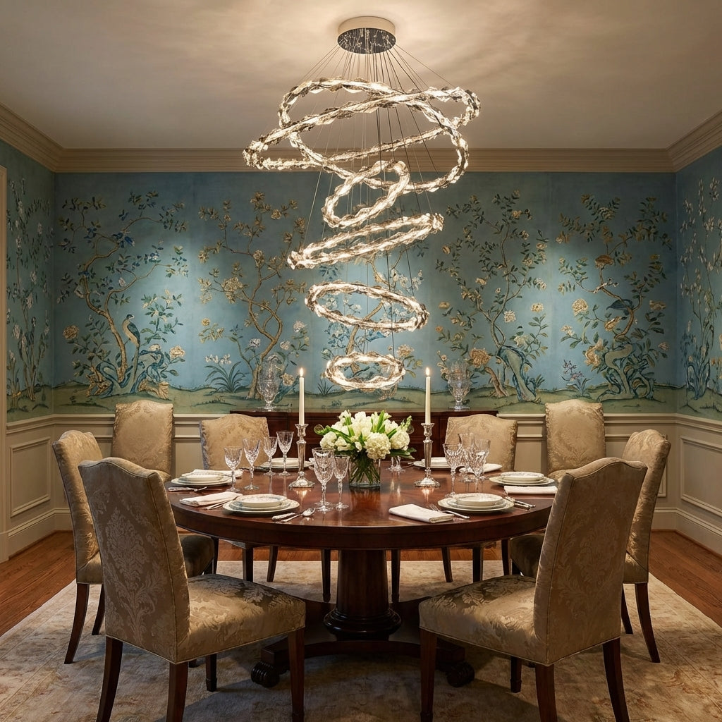Morylighting Grand Tiered Crystal Ring Chandelier - formal American dining room