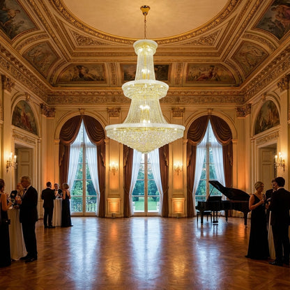 Morylighting Grand Radiance Round Crystal Chandelier - American ballroom or formal entertaining space