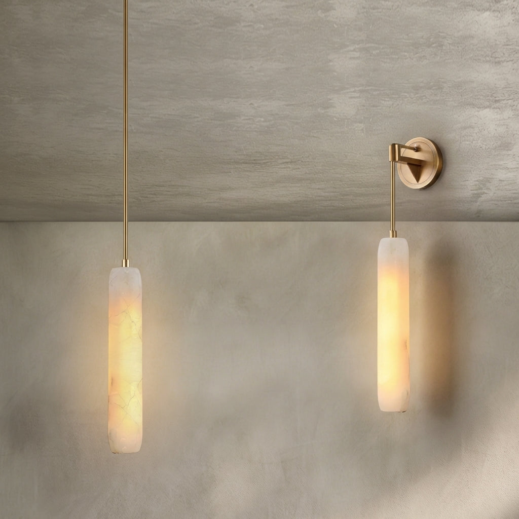 Morylighting Veridian Alabaster Flute Wall Sconce - Background Shot