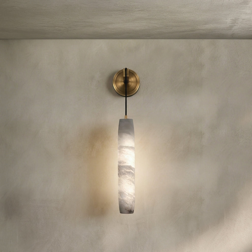 Morylighting Veridian Alabaster Flute Wall Sconce - Background Shot