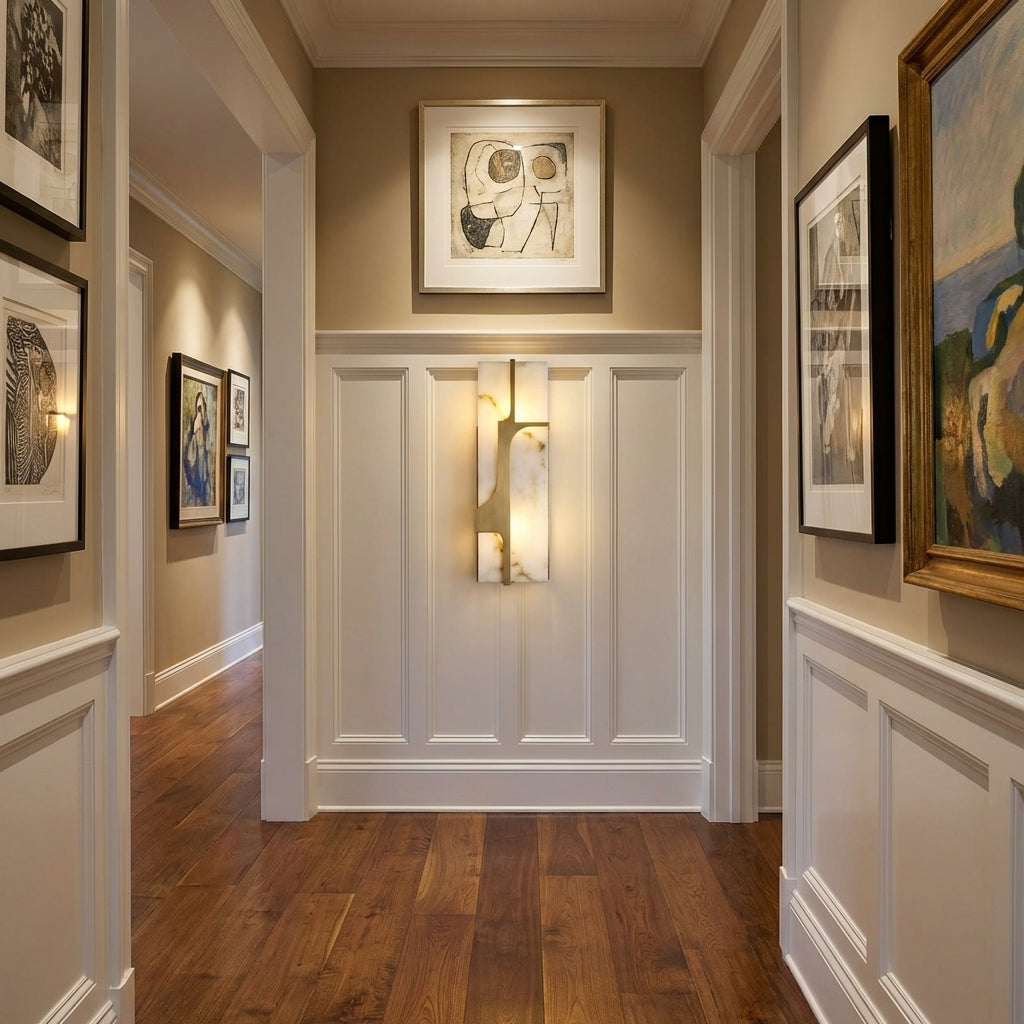 Morylighting Luminous Alabaster Wall Sconce - American hallway gallery