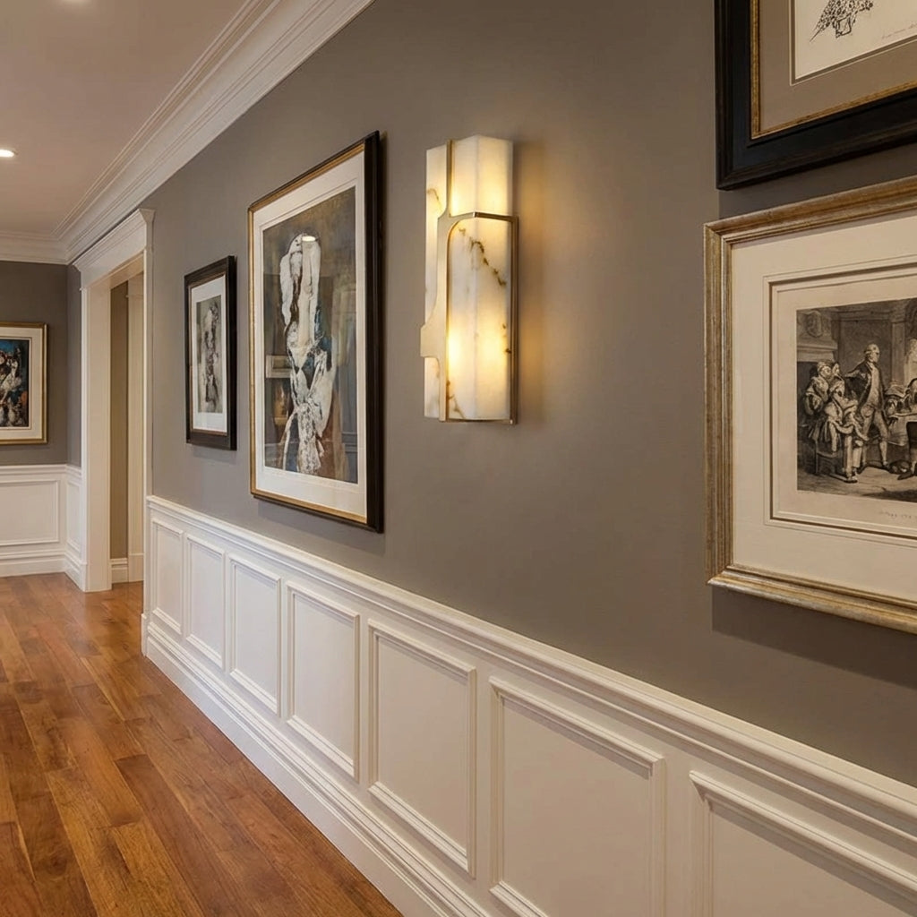 Morylighting Luminous Alabaster Wall Sconce - American hallway gallery