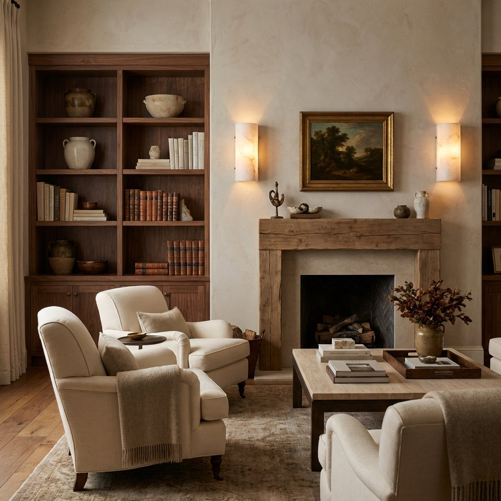 Morylighting Luminous Alabaster Stone Sconce - American formal living room