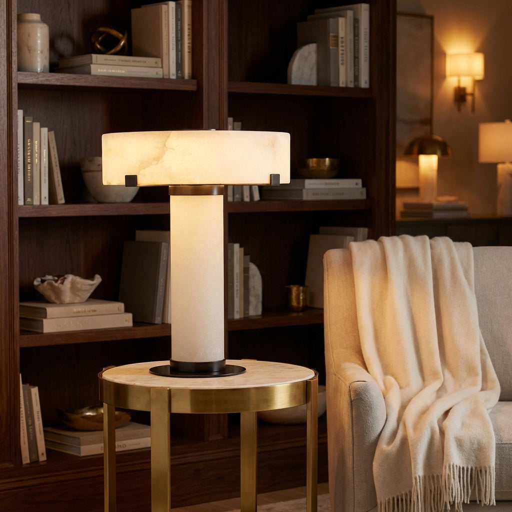 Morylighting Alabaster Stone Accent Table Lamp - American living room side table