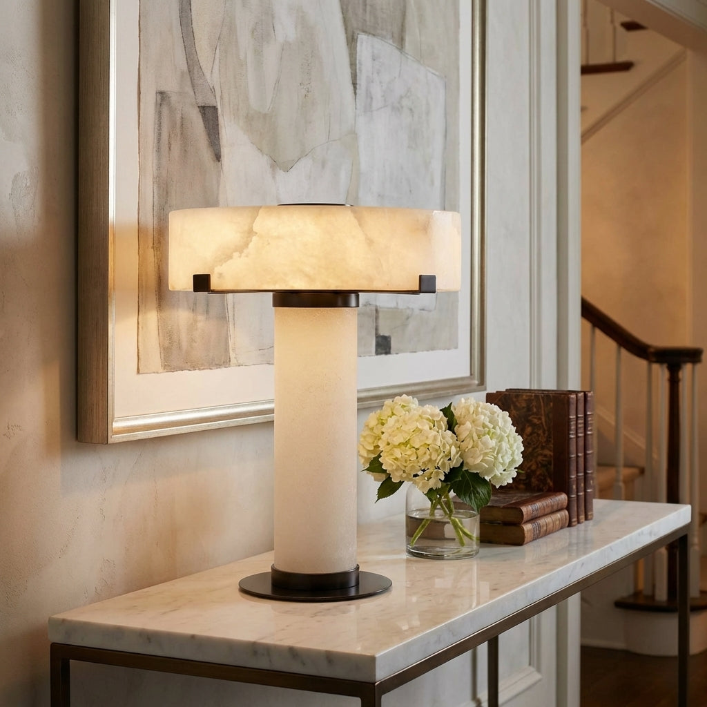 Morylighting Alabaster Stone Accent Table Lamp - American entryway console