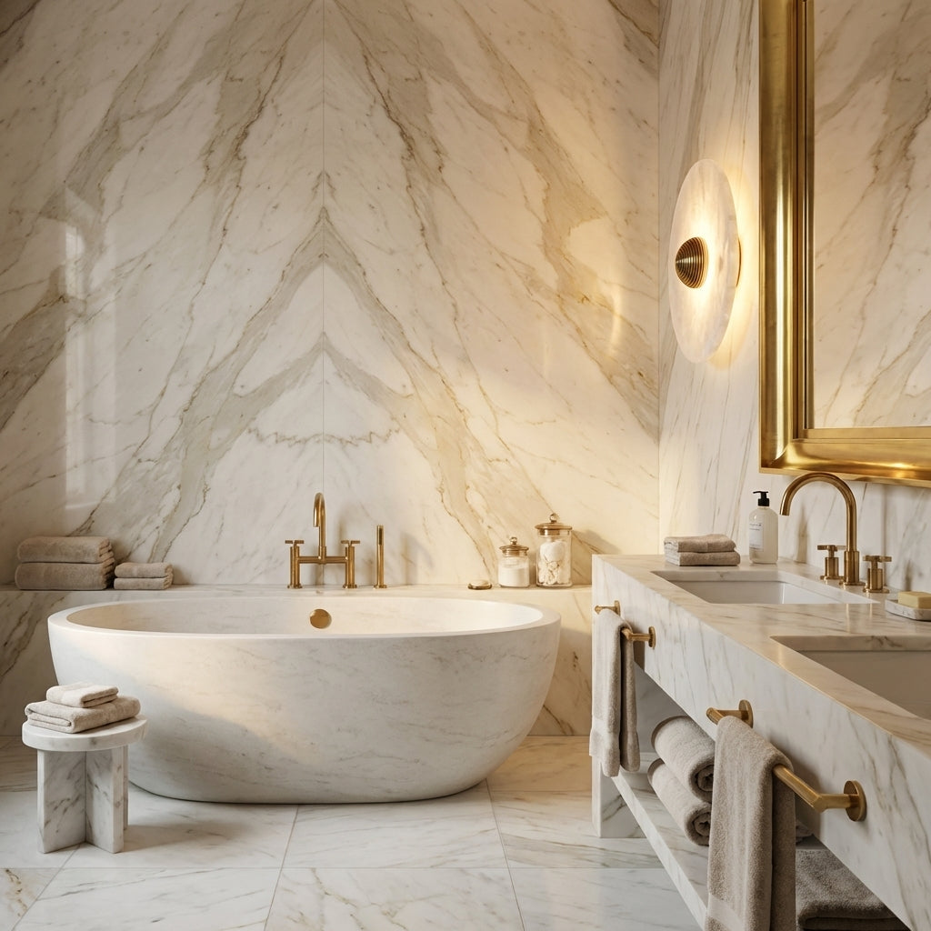Morylighting Alabaster Horizon Wall Sconce - luxury American master bathroom