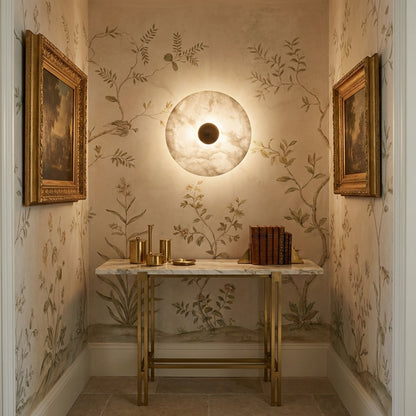 Morylighting Alabaster Horizon Wall Sconce - sophisticated American hallway alcove