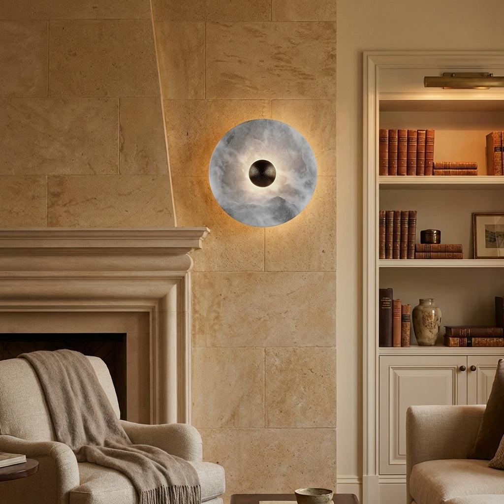 Morylighting Alabaster Horizon Wall Sconce - American formal living room