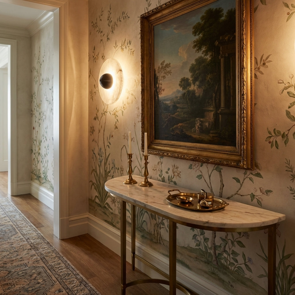 Morylighting Median Alabaster Wall Sconce - sophisticated American hallway alcove