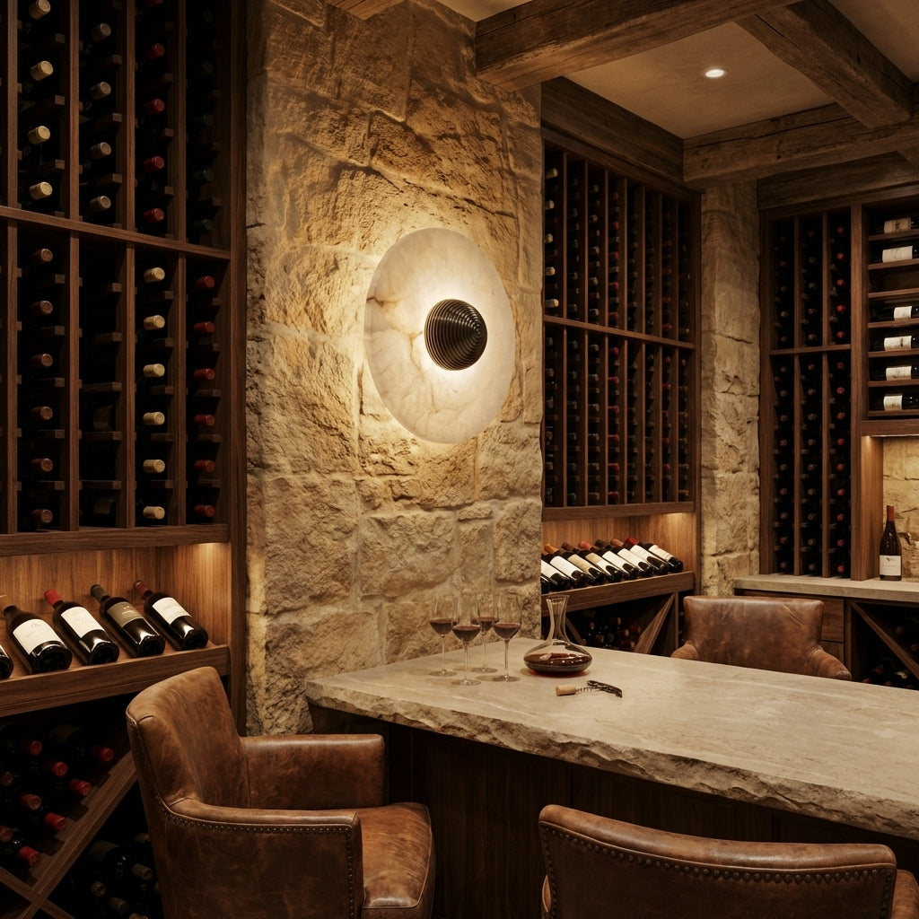 Morylighting Median Alabaster Wall Sconce - luxury American wine room