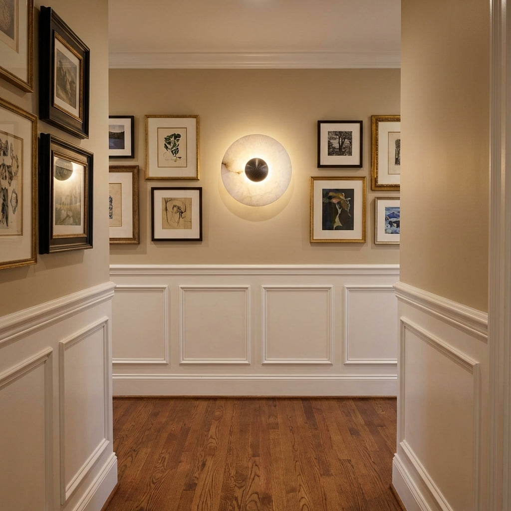 Morylighting Median Alabaster Wall Sconce - American hallway gallery