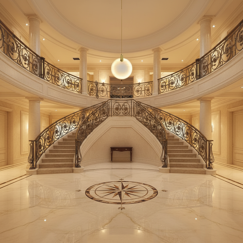 Morylighting Aura Marble Multi-Light Pendant Chandelier - grand American foyer with two-story ceiling