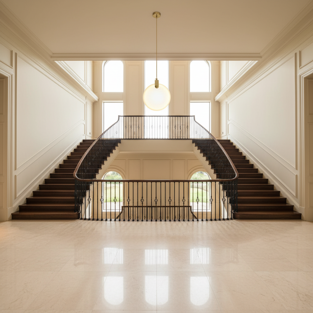 Morylighting Aura Marble Multi-Light Pendant Chandelier - dramatic American stairwell with soaring ceiling