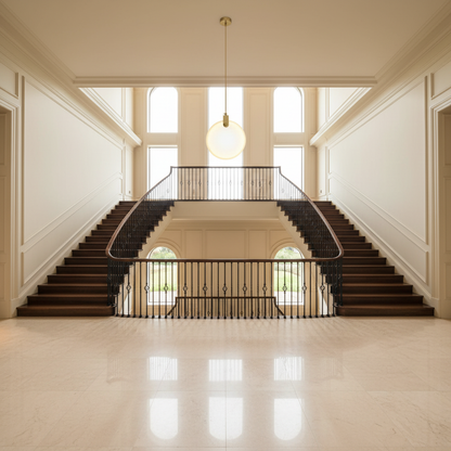 Morylighting Aura Marble Multi-Light Pendant Chandelier - dramatic American stairwell with soaring ceiling