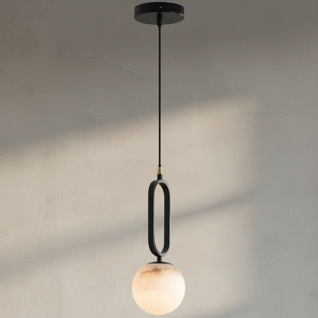 Morylighting Alabaster Orb Modern Pendant Light - Background Shot