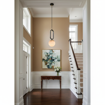 Morylighting Alabaster Orb Modern Pendant Light - elegant American entryway with 10-foot ceiling