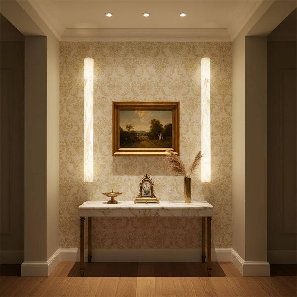Morylighting Alabaster Linear Wall Sconce - sophisticated American hallway alcove