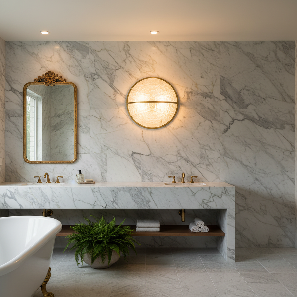 Morylighting Alabaster Linear Wall Sconce - luxury American master bathroom