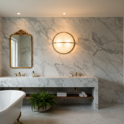 Morylighting Alabaster Linear Wall Sconce - luxury American master bathroom