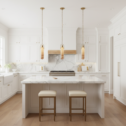 Morylighting Snowflake Alabaster 1-Light Multi-Drop Pendant - high-end American kitchen