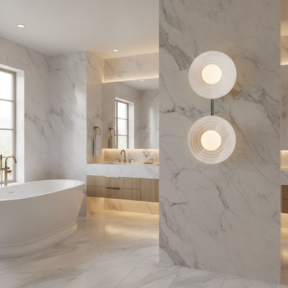 Morylighting Aura Petal Alabaster Wall Sconce - luxury American master bathroom