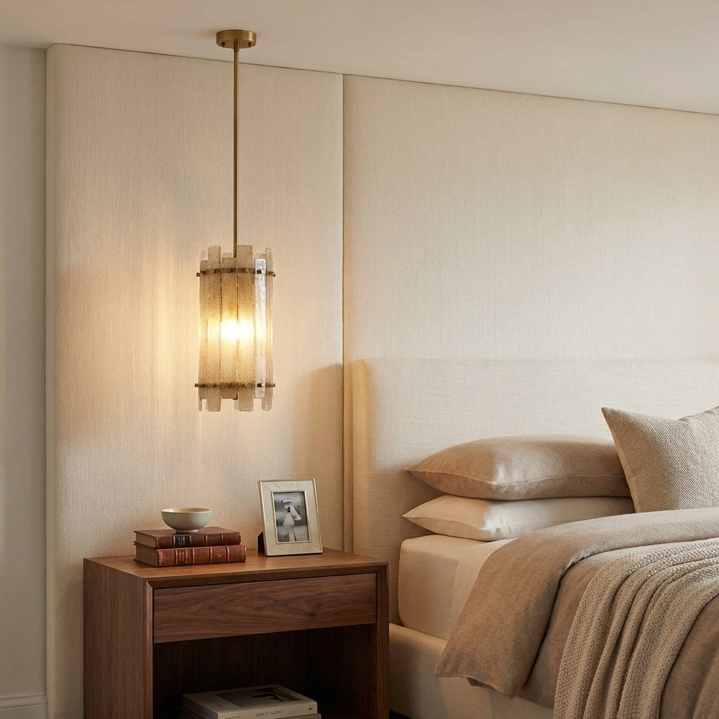 Morylighting Veridian Column Brass Pendant Light - Scene