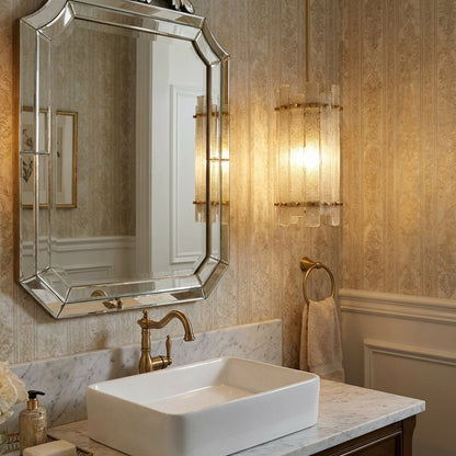 Morylighting Veridian Column Brass Pendant Light - Scene