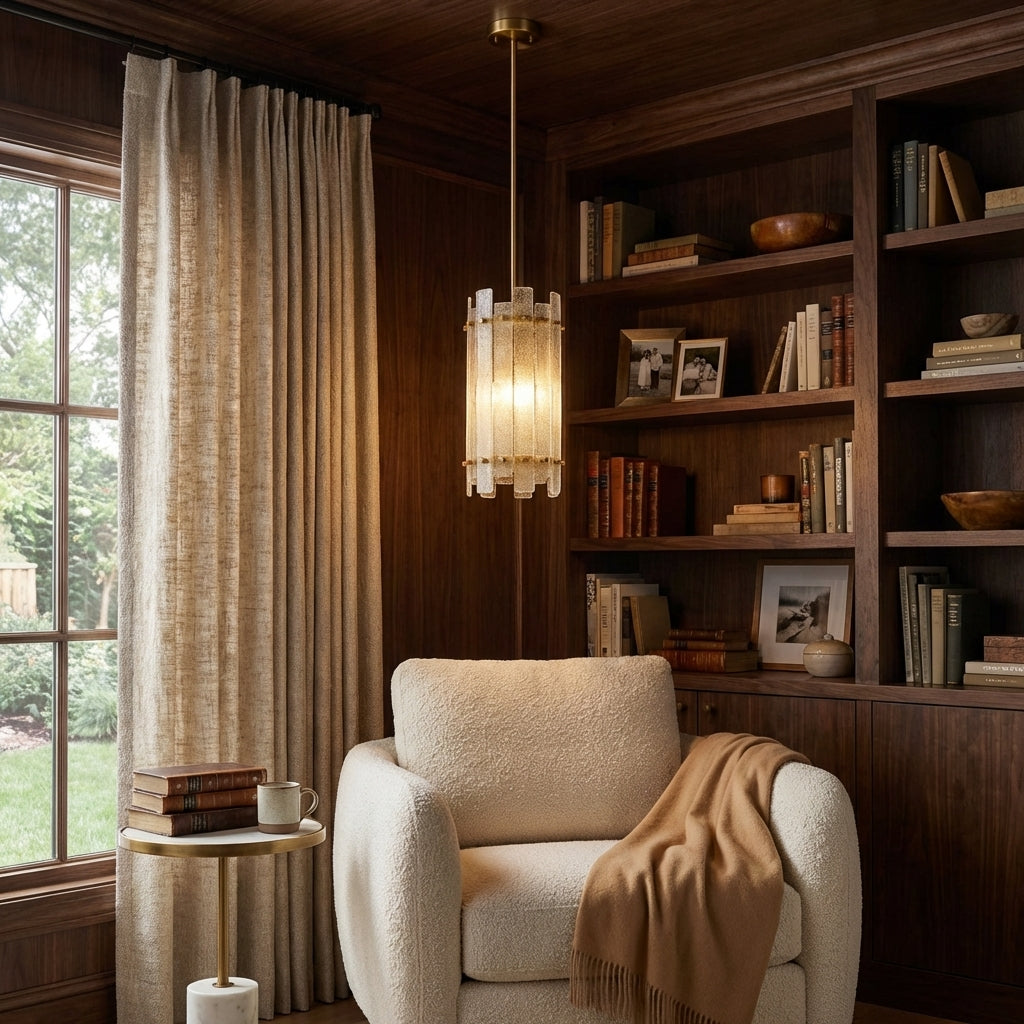 Morylighting Veridian Column Brass Pendant Light - Scene
