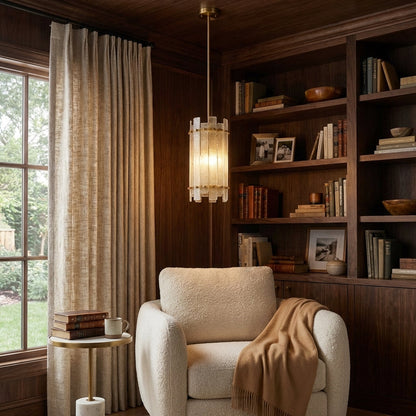 Morylighting Veridian Column Brass Pendant Light - Scene