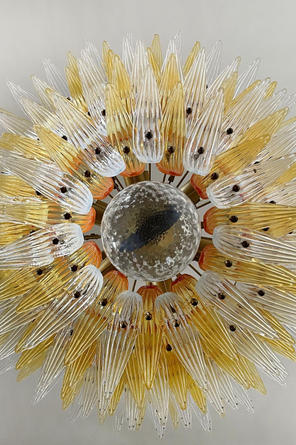 Amber and Clear Art Glass Palmette Chandelier - view 16 | morylighting