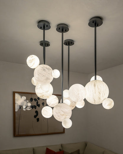 Minimalist Antique Alabaster Cluster Pendant Light Fixtures 6" Wide