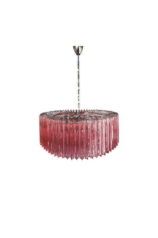 Large pink Art Triedri glass prism chandelier | morylighting