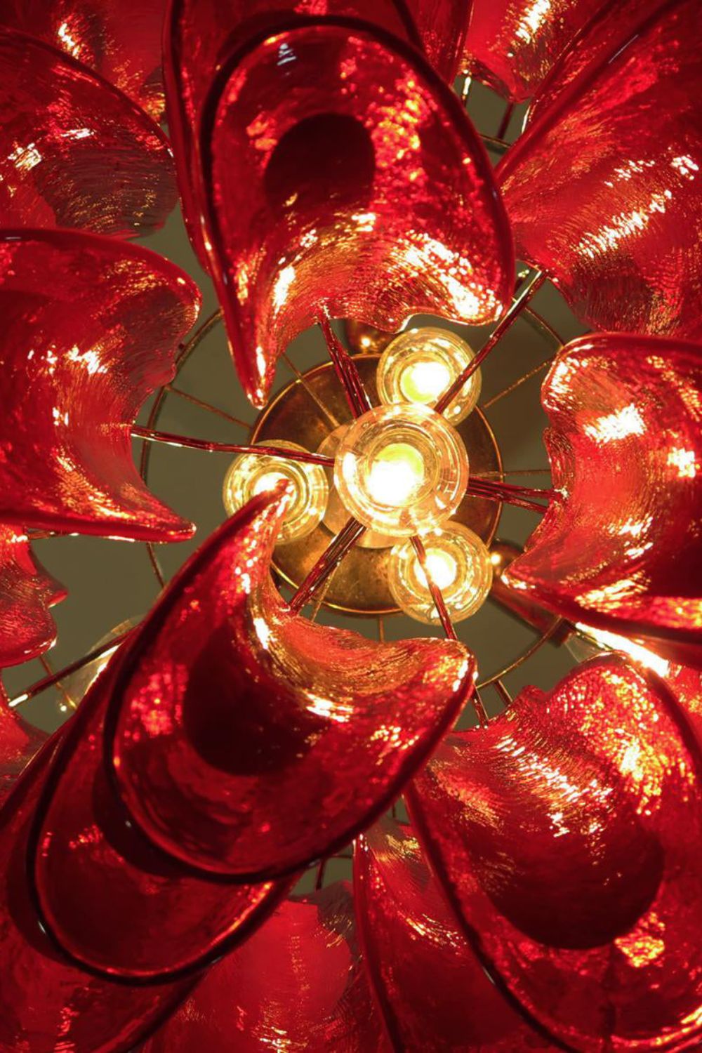 Red Art Glass Petal Chandelier - view 17 | morylighting