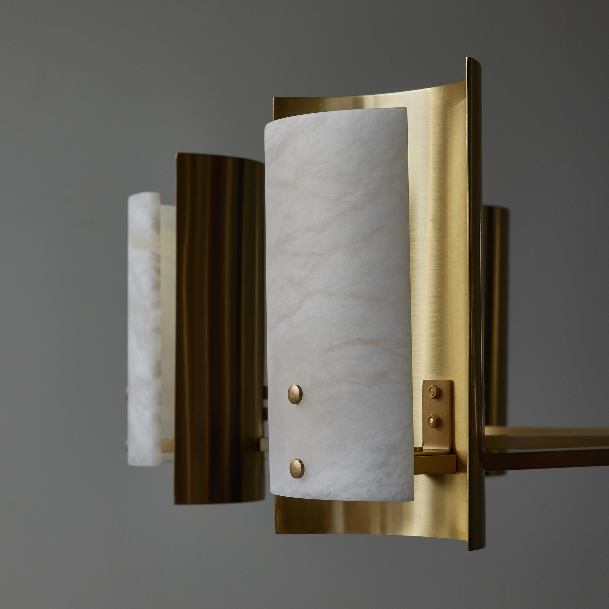 Brass and Alabaster Shield Chandelier