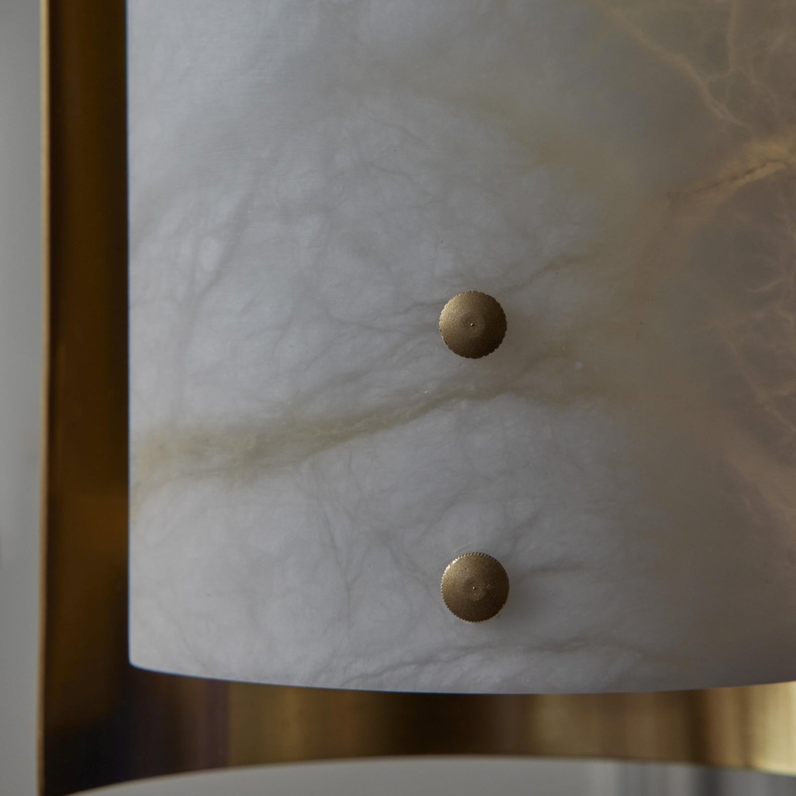 Brass and Alabaster Shield Chandelier