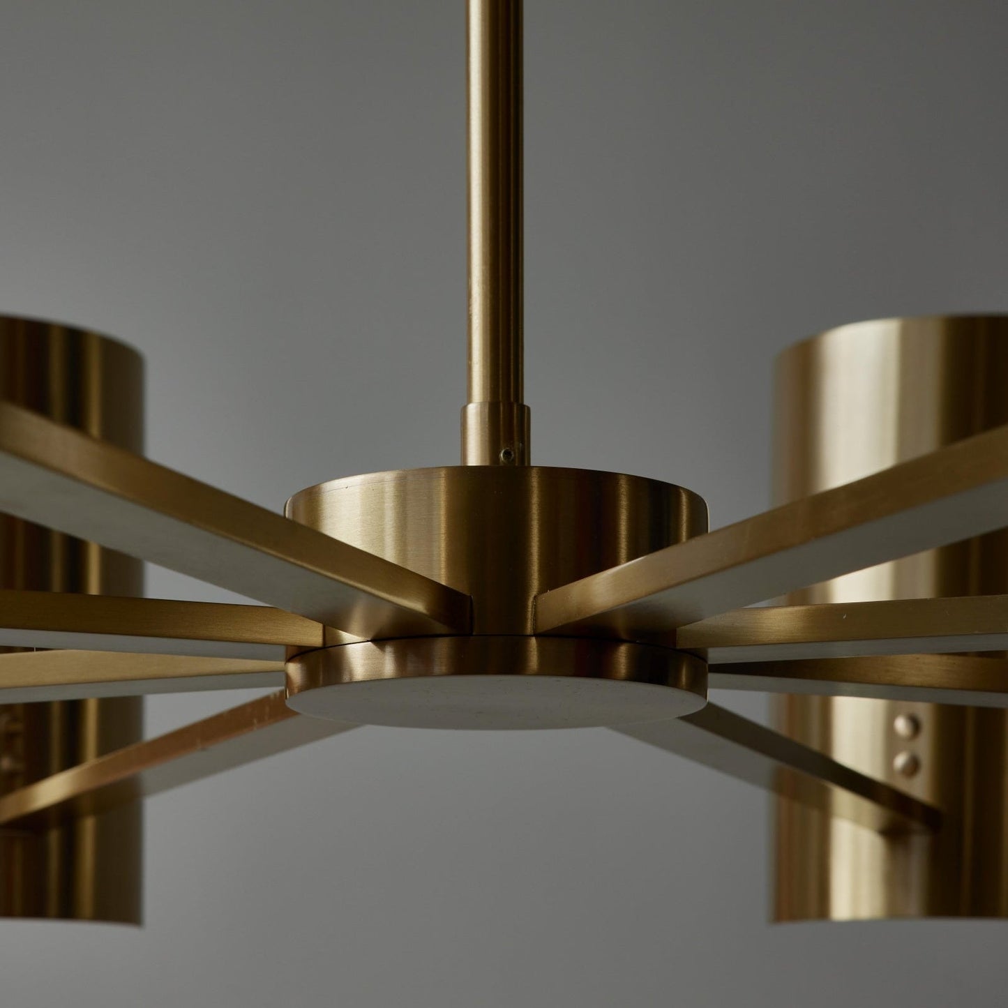 Brass and Alabaster Shield Chandelier