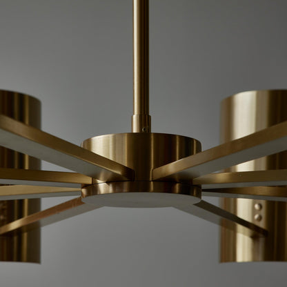 Brass and Alabaster Shield Chandelier