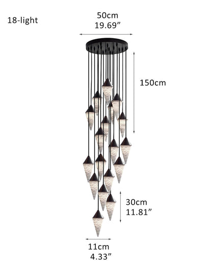 12 light Conical Cluster Minimalist Design Alabaster Pendant Light