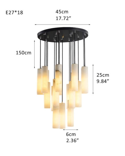 Elegant Lighting Linear Nature Stone 2" Wide Alabaster Chandelier