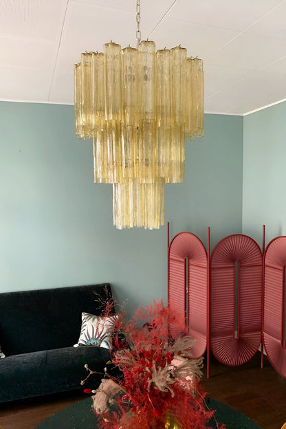 Three-Tier Yellow  Glass Art Chandelier - view 2 | morylighting