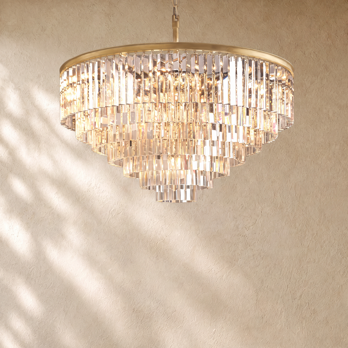 1920s Round Crystal Chandelier
