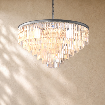 1920s Round Crystal Chandelier