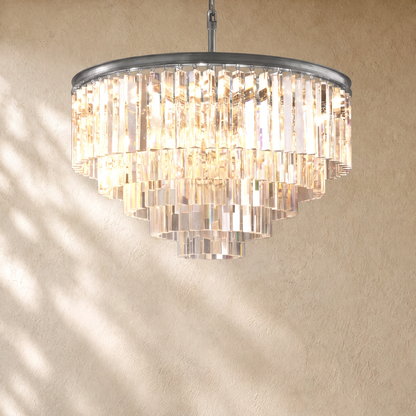 1920s Round Crystal Chandelier