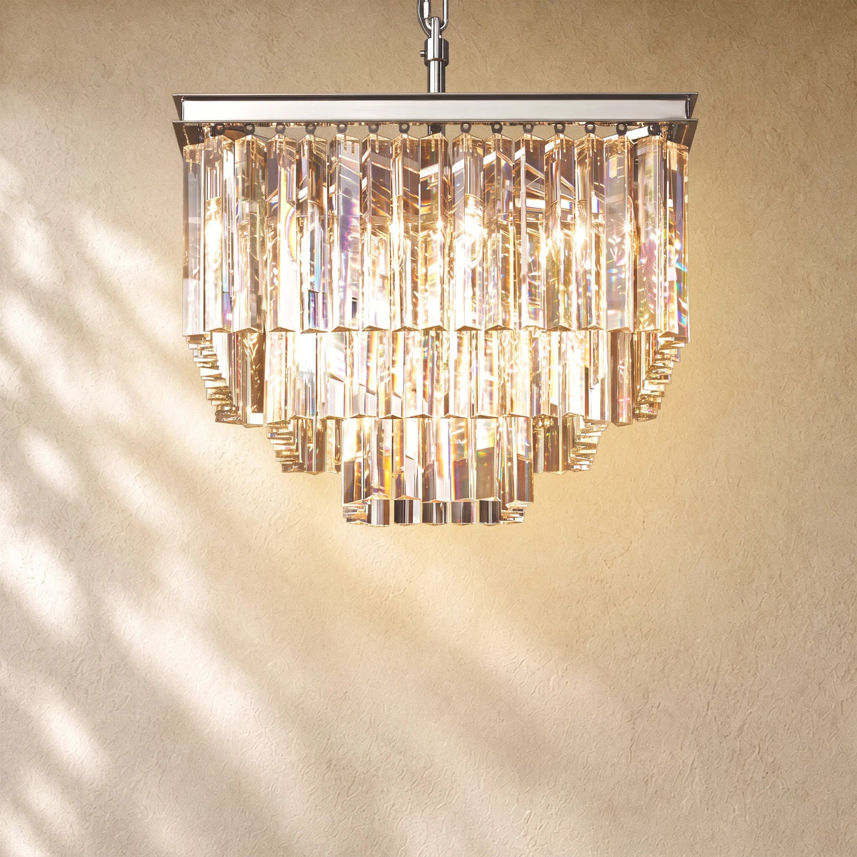 1920s Crystal Square Chandelier